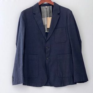 Burberry Brit Cotton/Linen Casual Blazer in Dark Navy